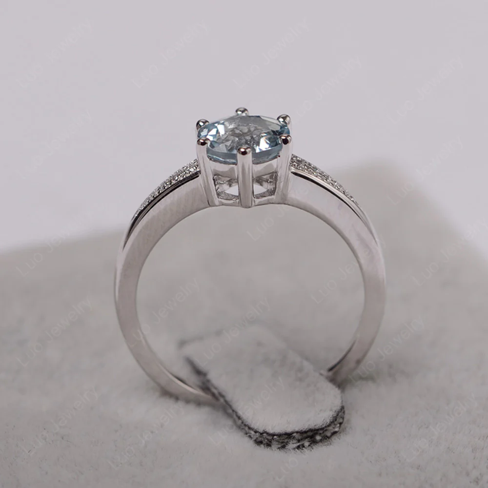 Brilliant Cut Aquamarine Engagement Ring - Image 3