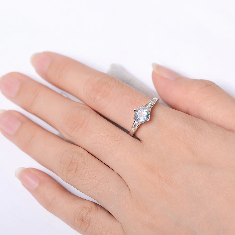 Brilliant Cut Aquamarine Engagement Ring - Image 4
