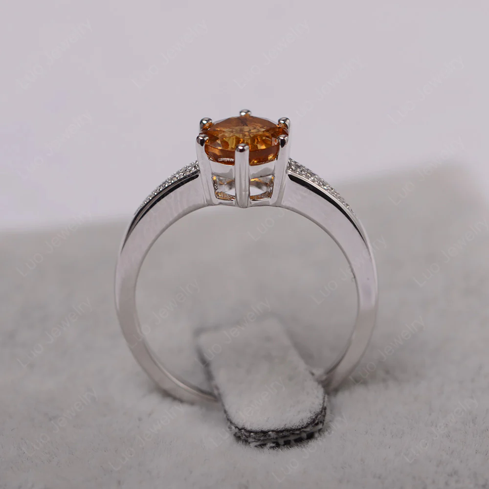 Brilliant Cut Citrine Engagement Ring - Image 3