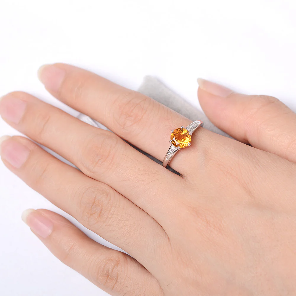 Brilliant Cut Citrine Engagement Ring - Image 4