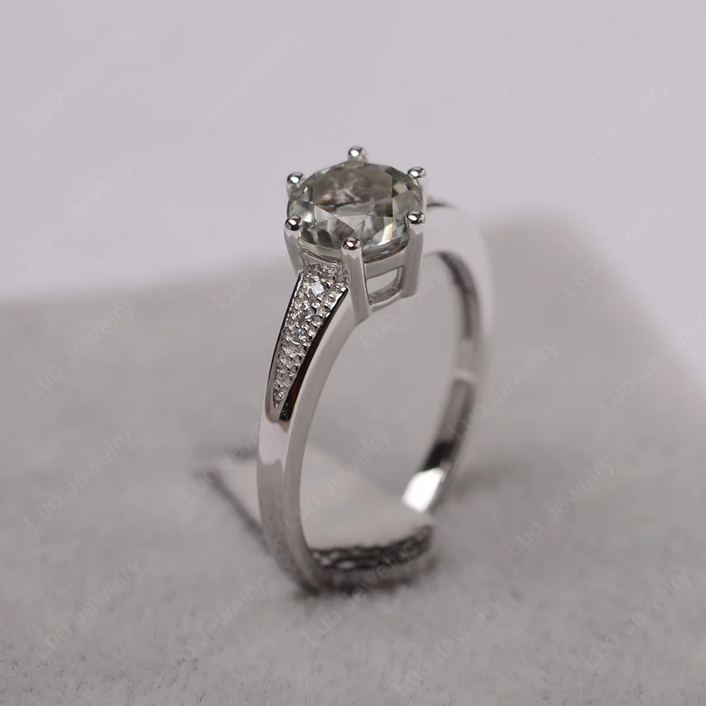 Brilliant Cut Green Amethyst Engagement Ring - Image 2