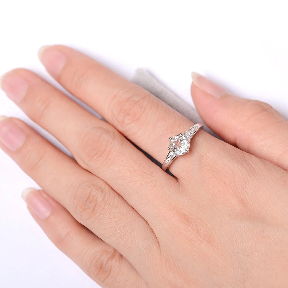Brilliant Cut Green Amethyst Engagement Ring - Image 4