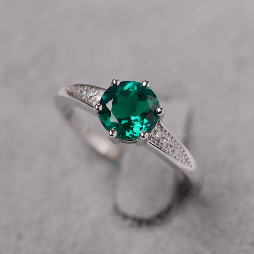 Brilliant Cut Emerald Engagement Ring - Image 2
