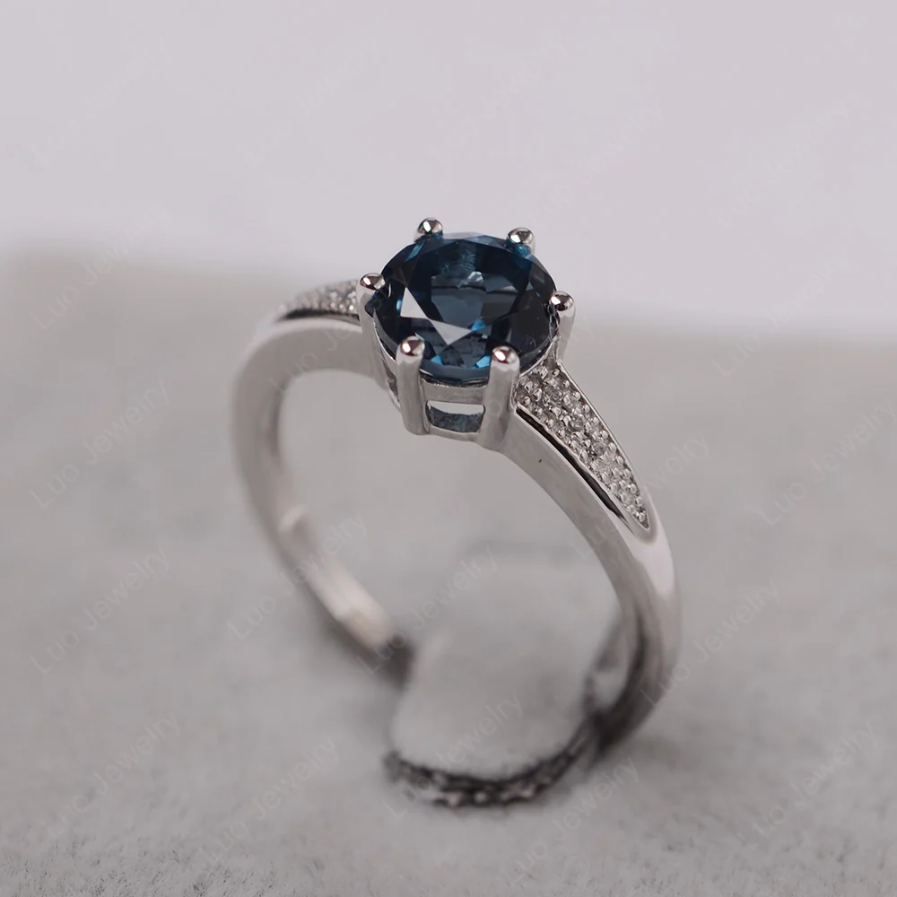 Brilliant Cut London Blue Topaz Engagement Ring - Image 2