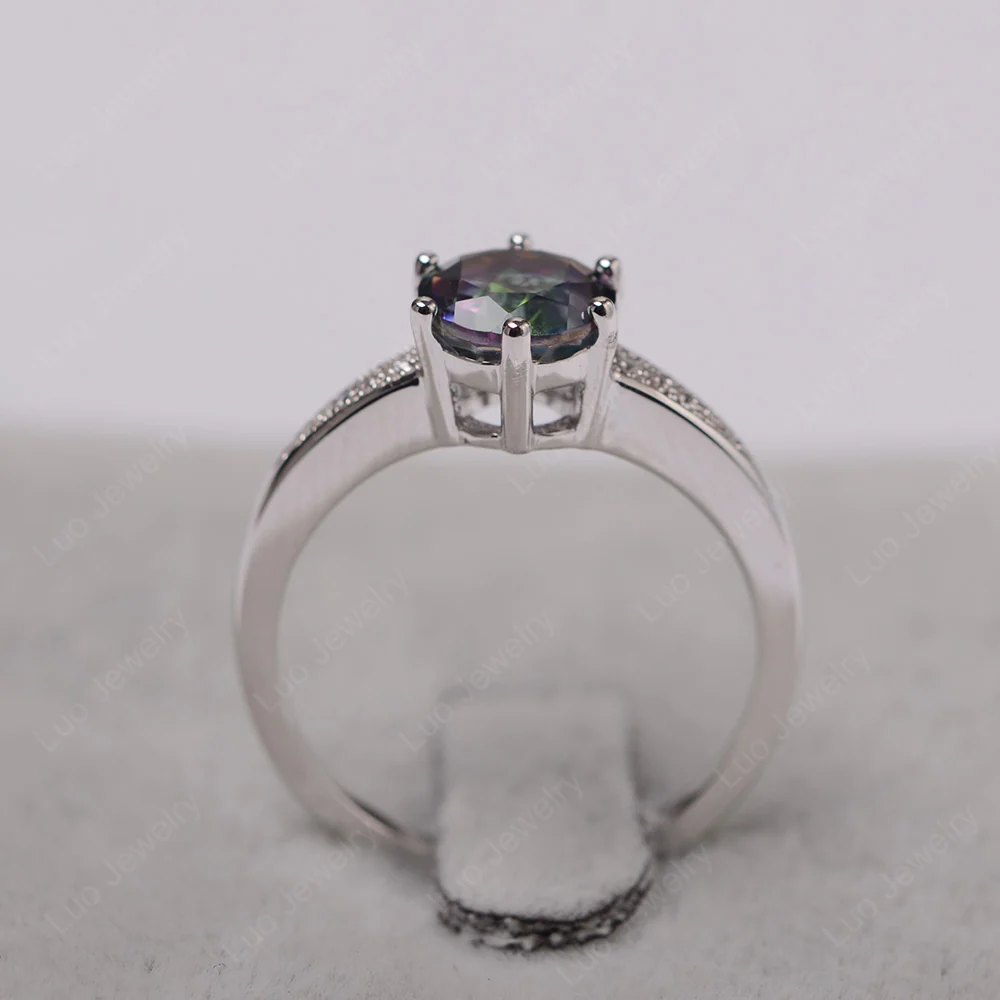 Brilliant Cut Mystic Topaz Engagement Ring - Image 3