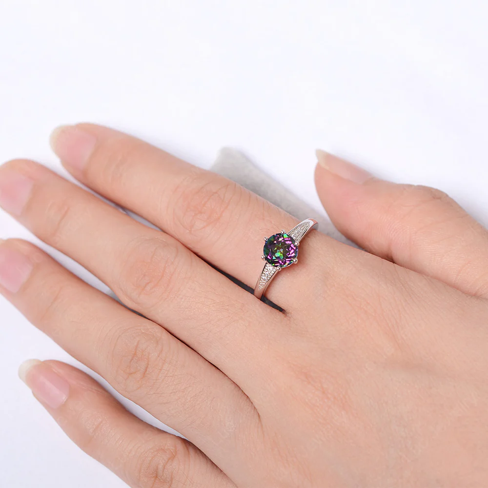 Brilliant Cut Mystic Topaz Engagement Ring - Image 4