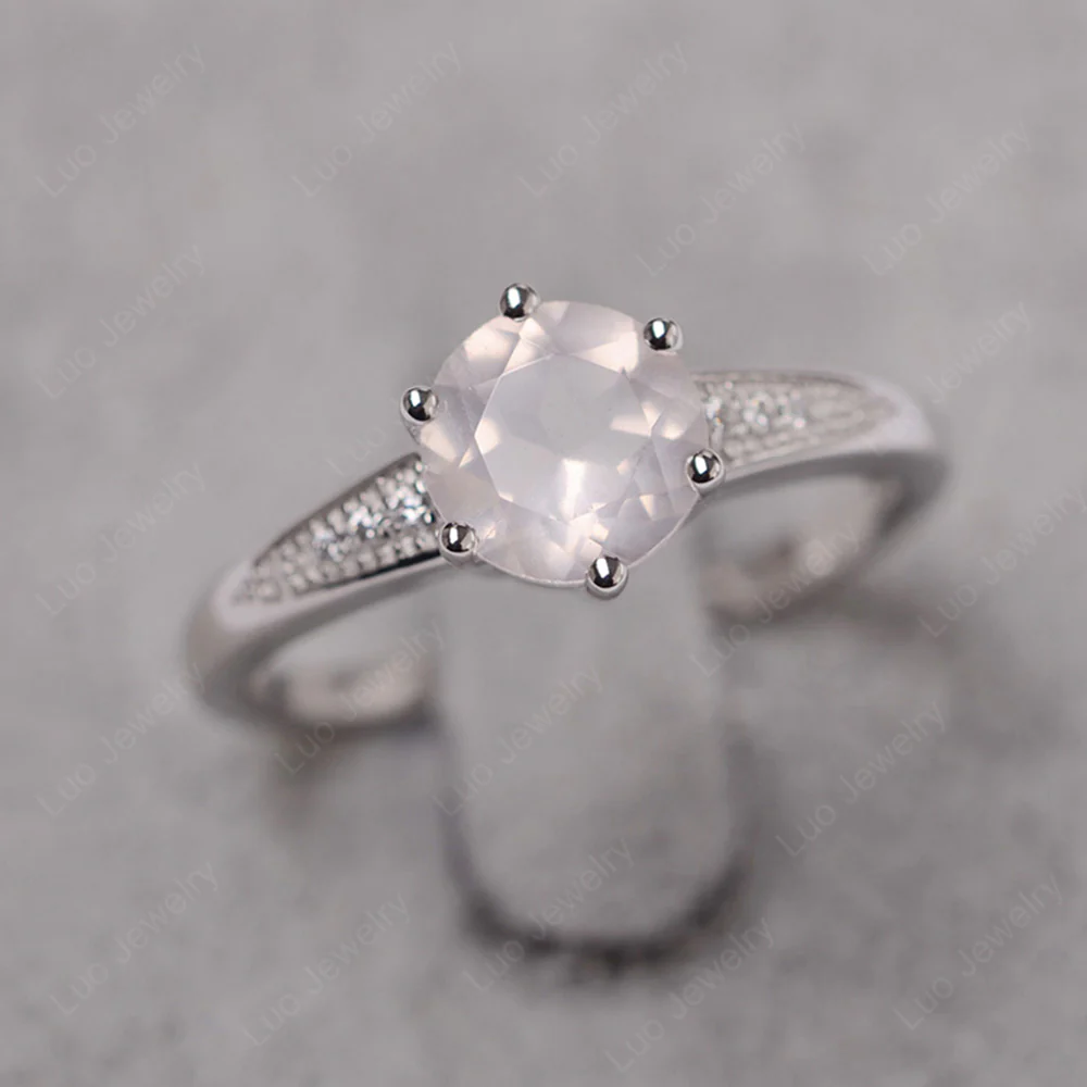 Brilliant Cut Rose Quartz Engagement Ring