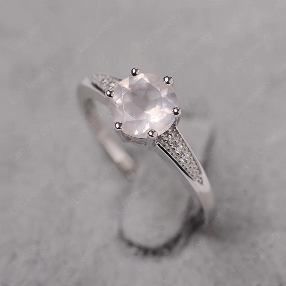 Brilliant Cut Rose Quartz Engagement Ring - Image 2