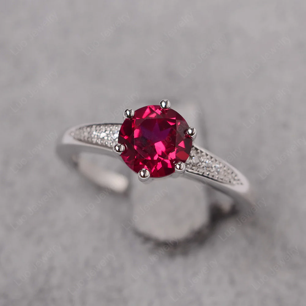 Brilliant Cut Ruby Engagement Ring