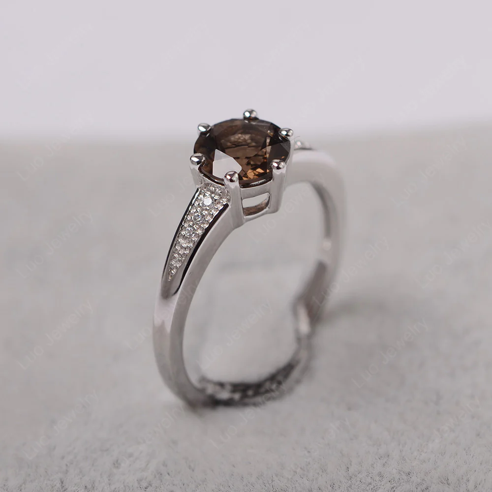 Brilliant Cut Smoky Quartz Engagement Ring - Image 2