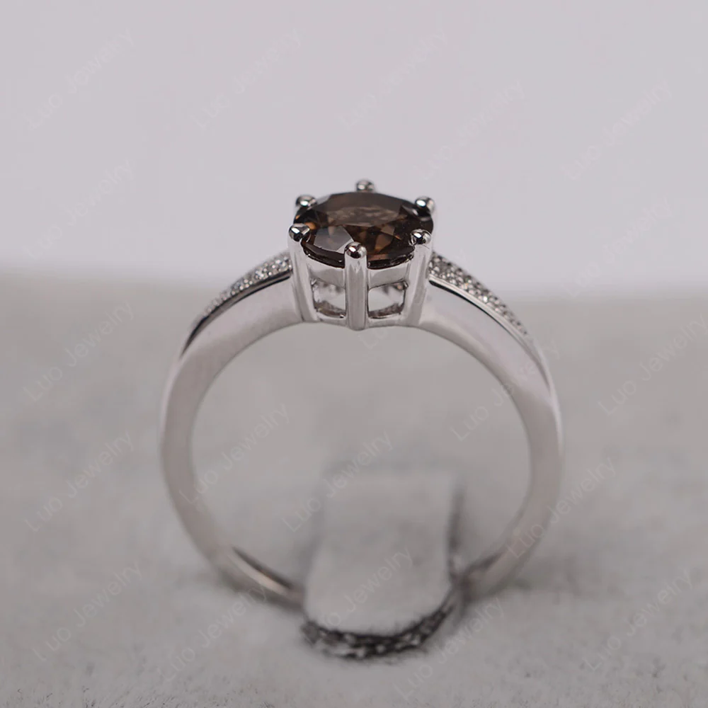 Brilliant Cut Smoky Quartz Engagement Ring - Image 3