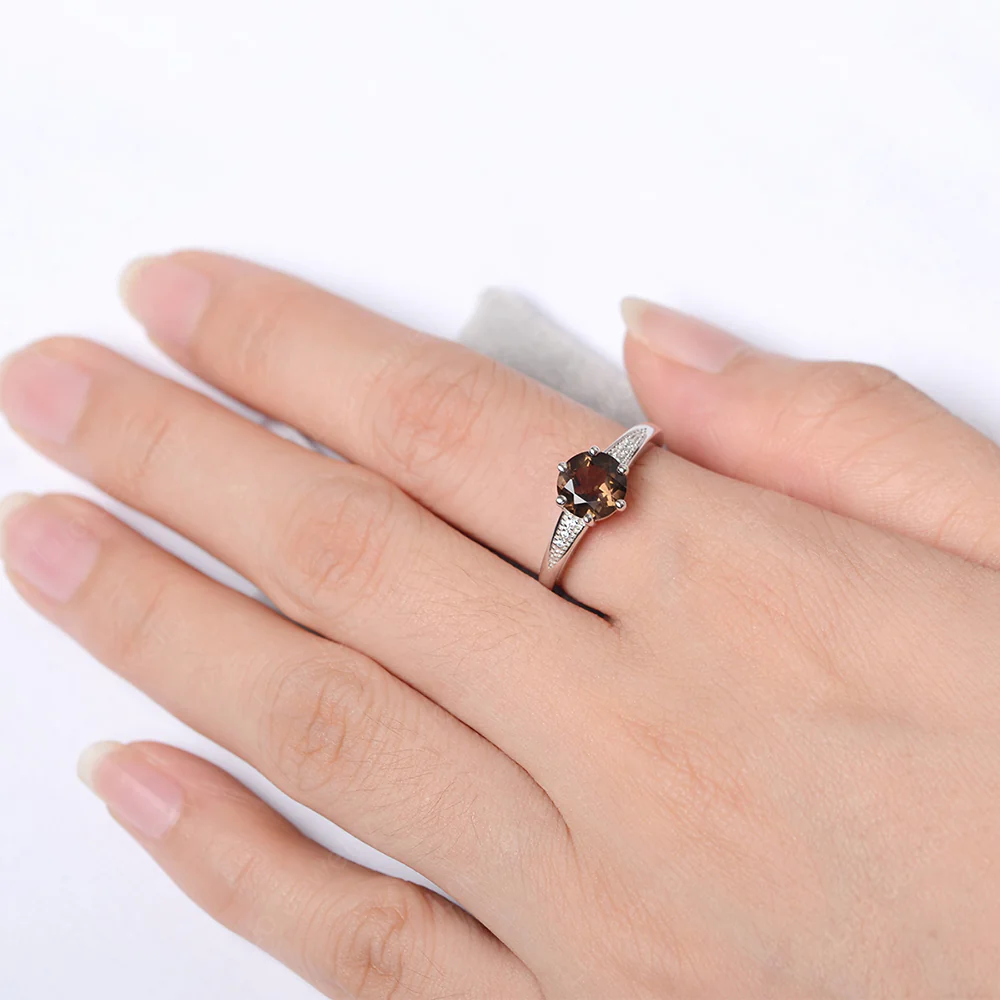 Brilliant Cut Smoky Quartz Engagement Ring - Image 4