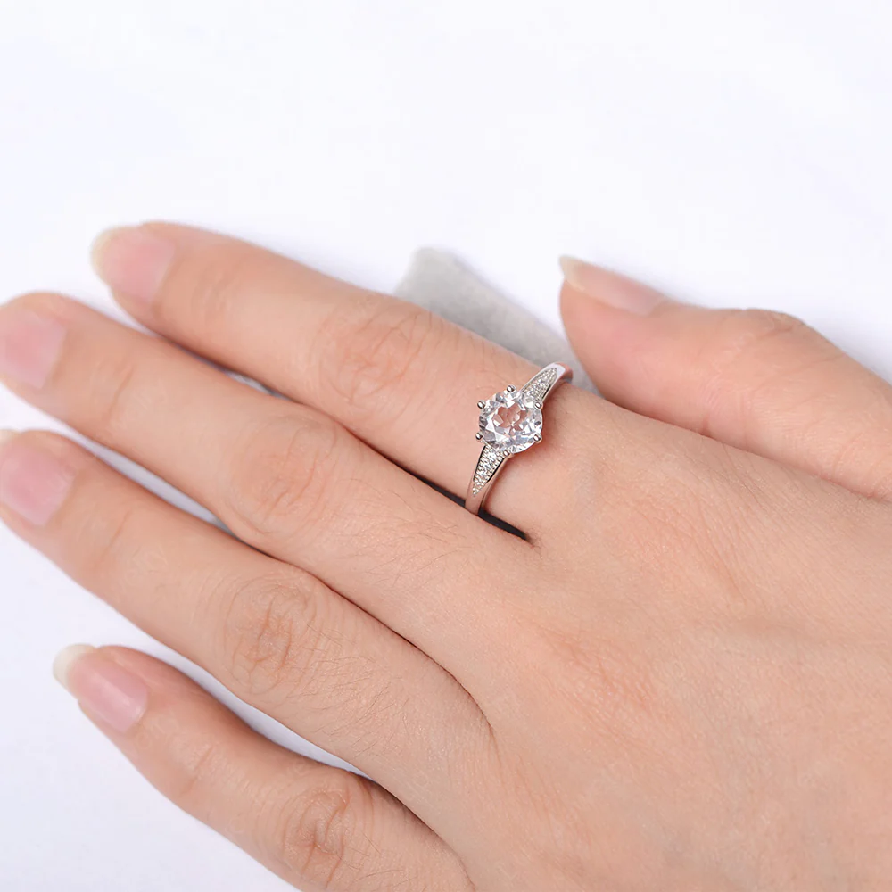 Brilliant Cut White Topaz Engagement Ring - Image 4