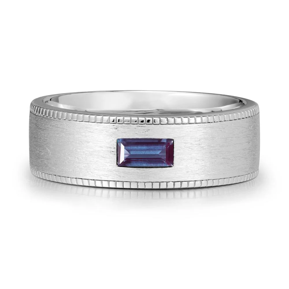 Brushed Finish Baguette Alexandrite Ring - Image 3