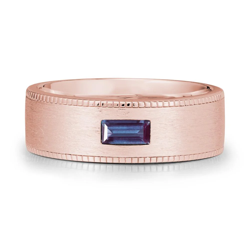 Brushed Finish Baguette Alexandrite Ring - Image 5