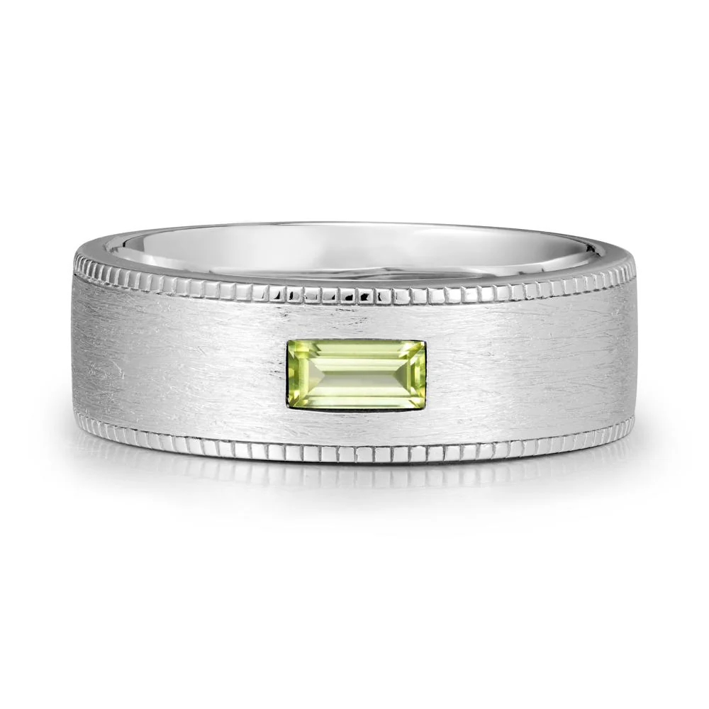 Brushed Finish Baguette Peridot Ring - Image 6