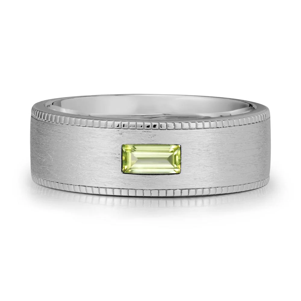 Brushed Finish Baguette Peridot Ring - Image 8