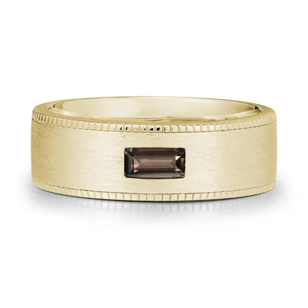 Brushed Finish Baguette Smoky Quartz Ring - Image 3