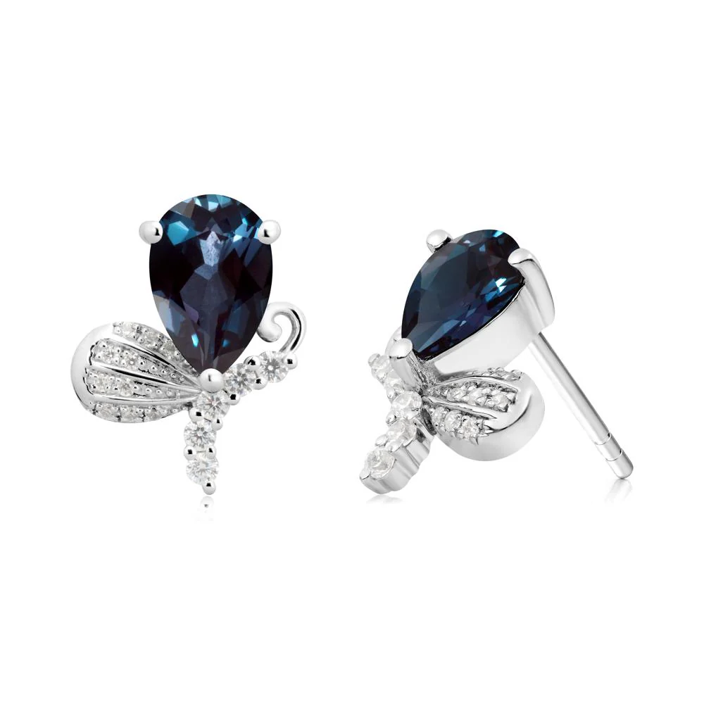 Butterfly Inspired Tear Shaped Alexandrite Earrings - Image 2