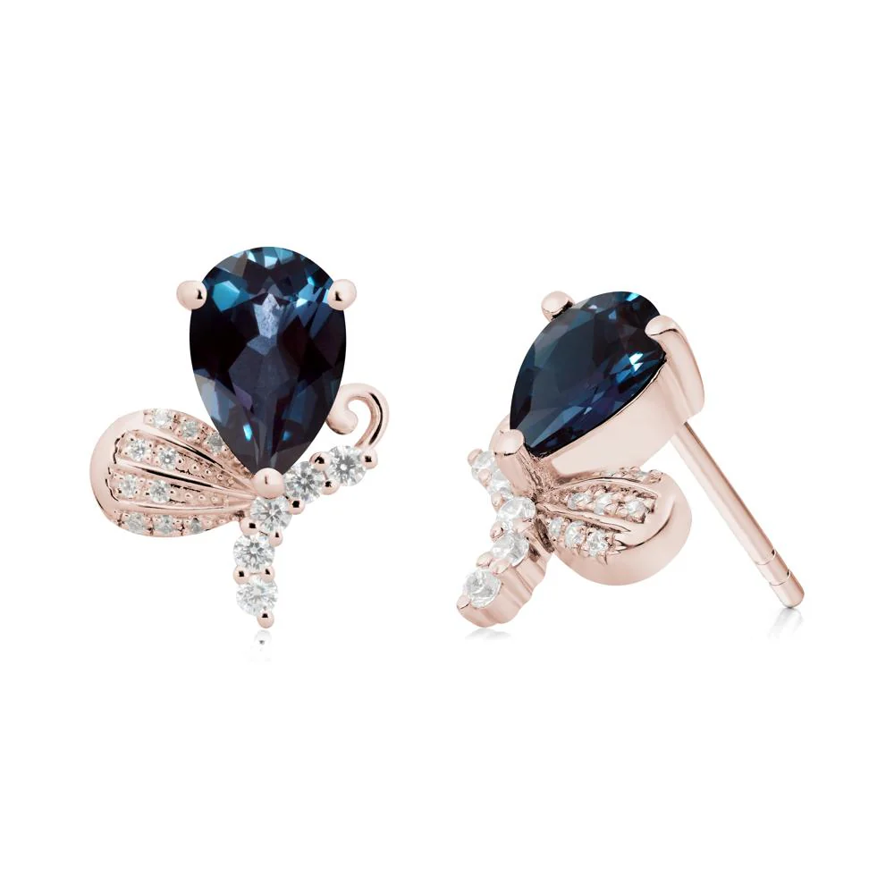 Butterfly Inspired Tear Shaped Alexandrite Earrings - Image 5