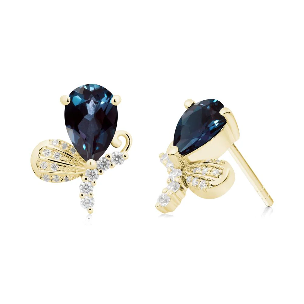 Butterfly Inspired Tear Shaped Alexandrite Earrings - Image 6