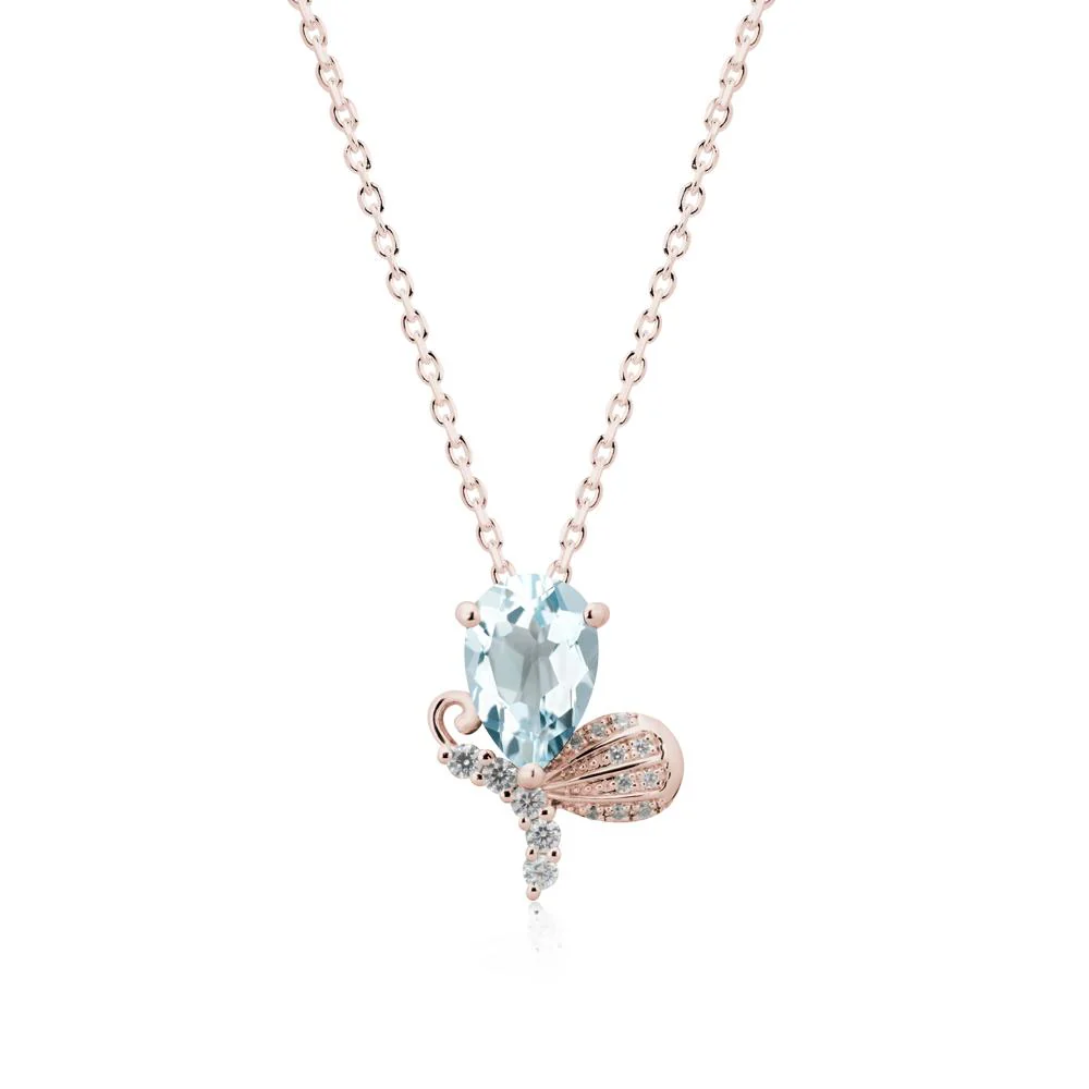 Butterfly Inspired Tear Shaped Aquamarine Pendant - Image 2