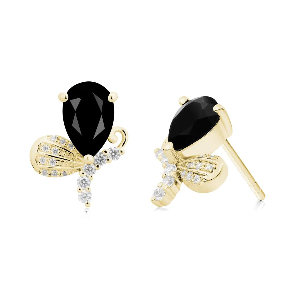 Butterfly Inspired Tear Shaped Black Spinel Earrings - Image 8