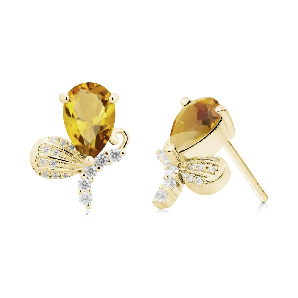 Butterfly Inspired Tear Shaped Citrine Earrings - Image 3