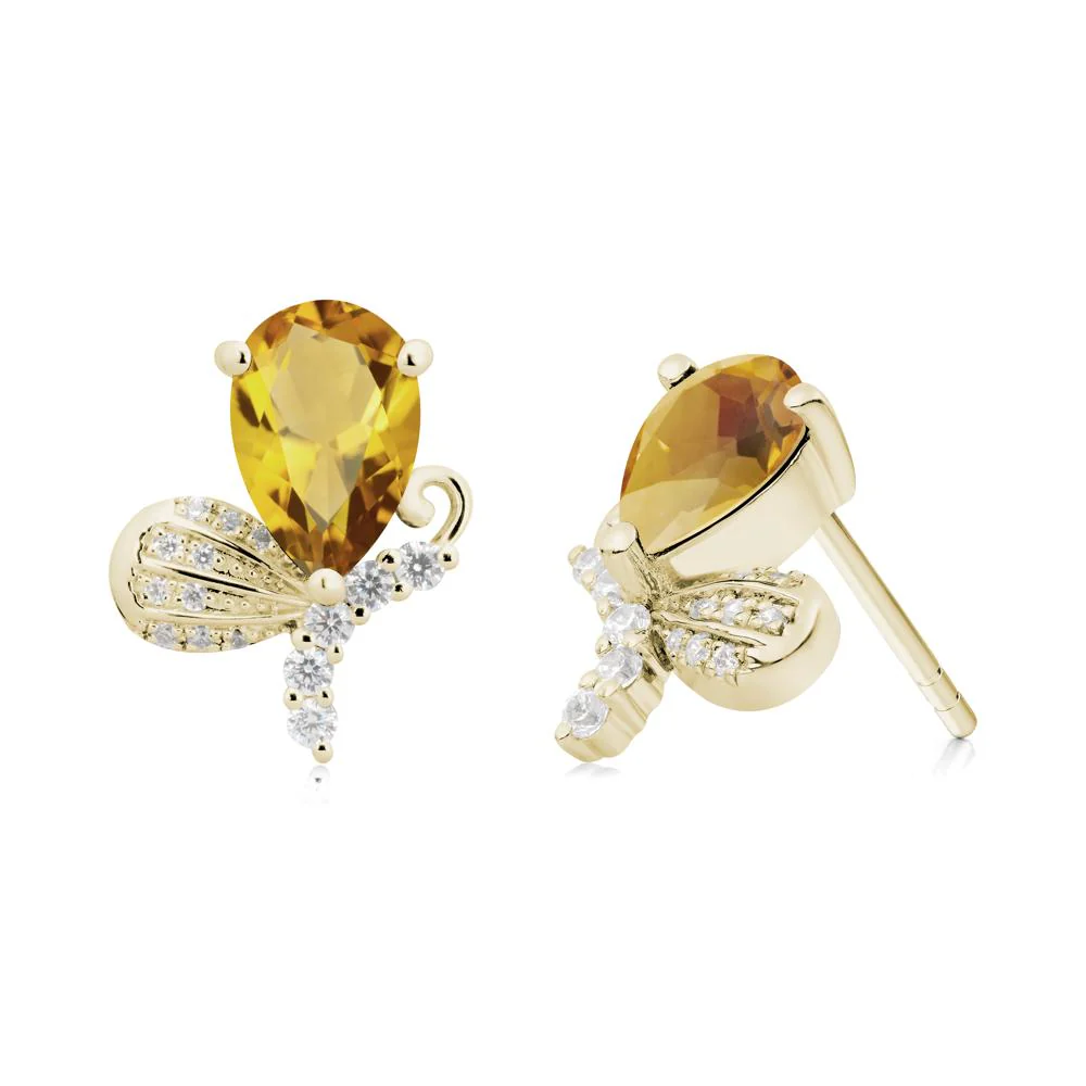Butterfly Inspired Tear Shaped Citrine Earrings - Image 6