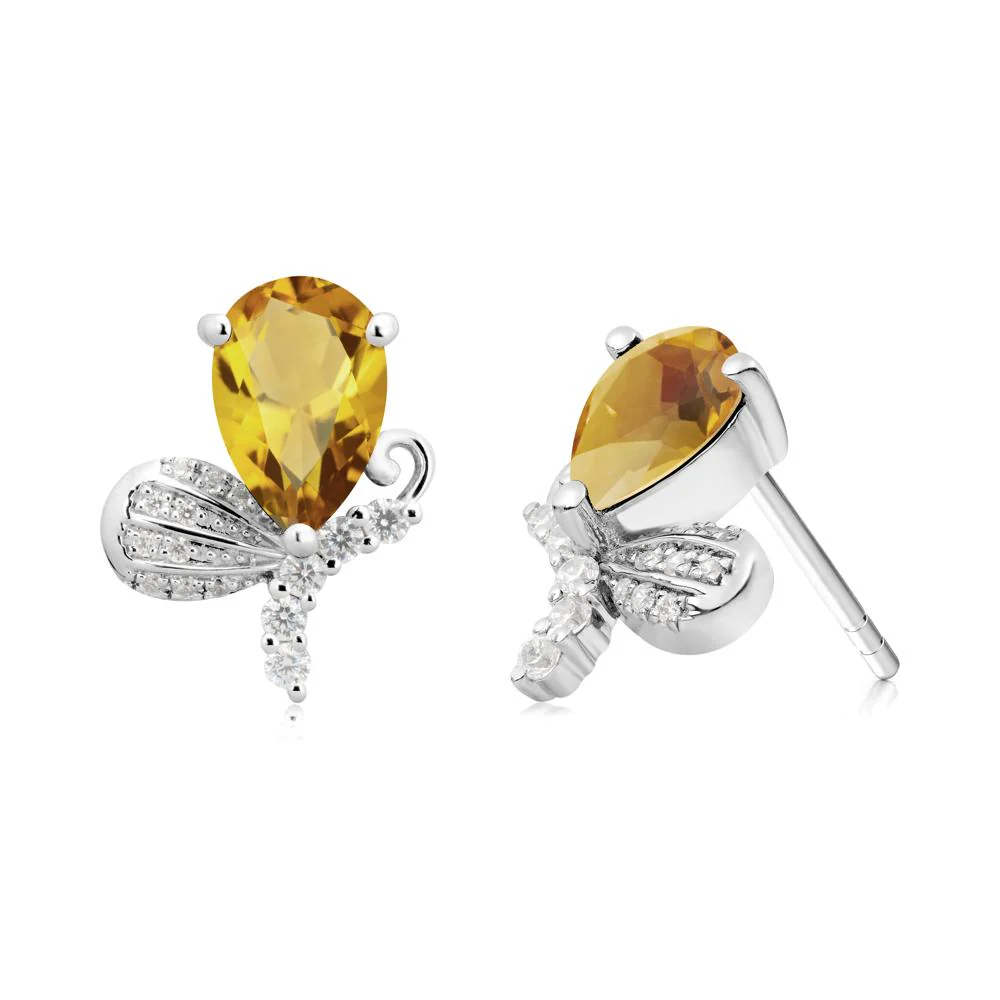 Butterfly Inspired Tear Shaped Citrine Earrings - Image 8