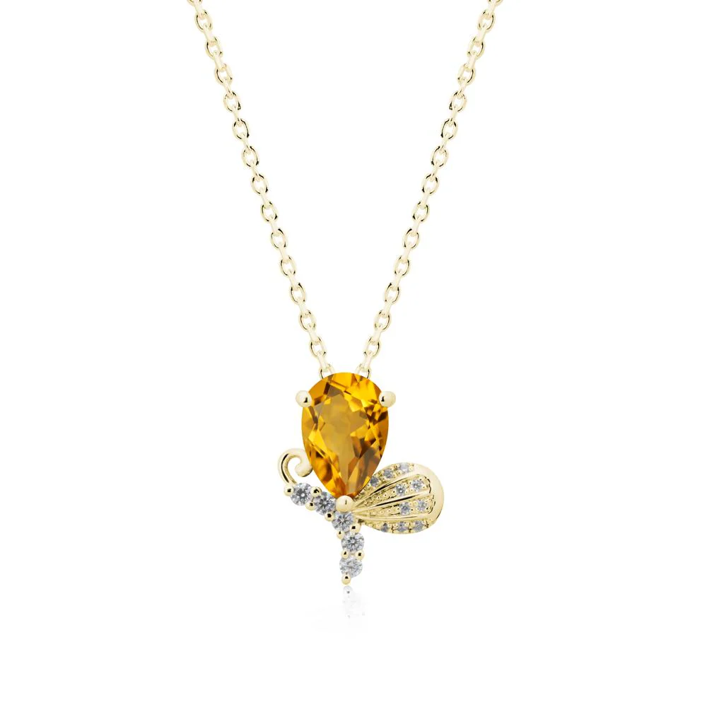 Butterfly Inspired Tear Shaped Citrine Pendant - Image 6
