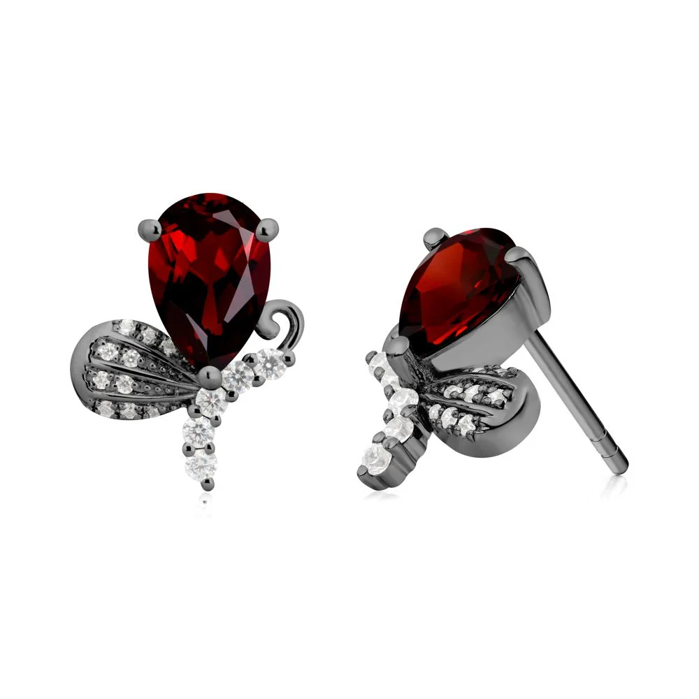 Butterfly Inspired Tear Shaped Garnet Earrings - Image 7