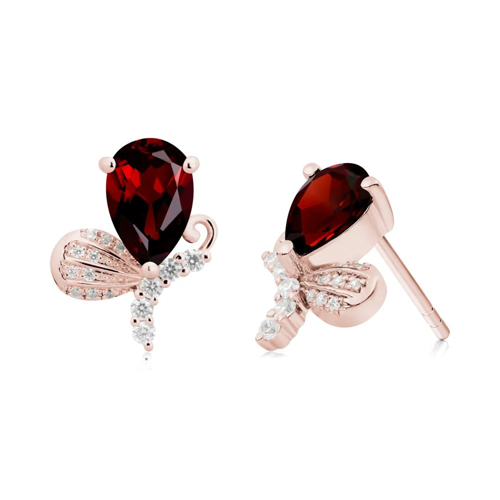 Butterfly Inspired Tear Shaped Garnet Earrings - Image 9
