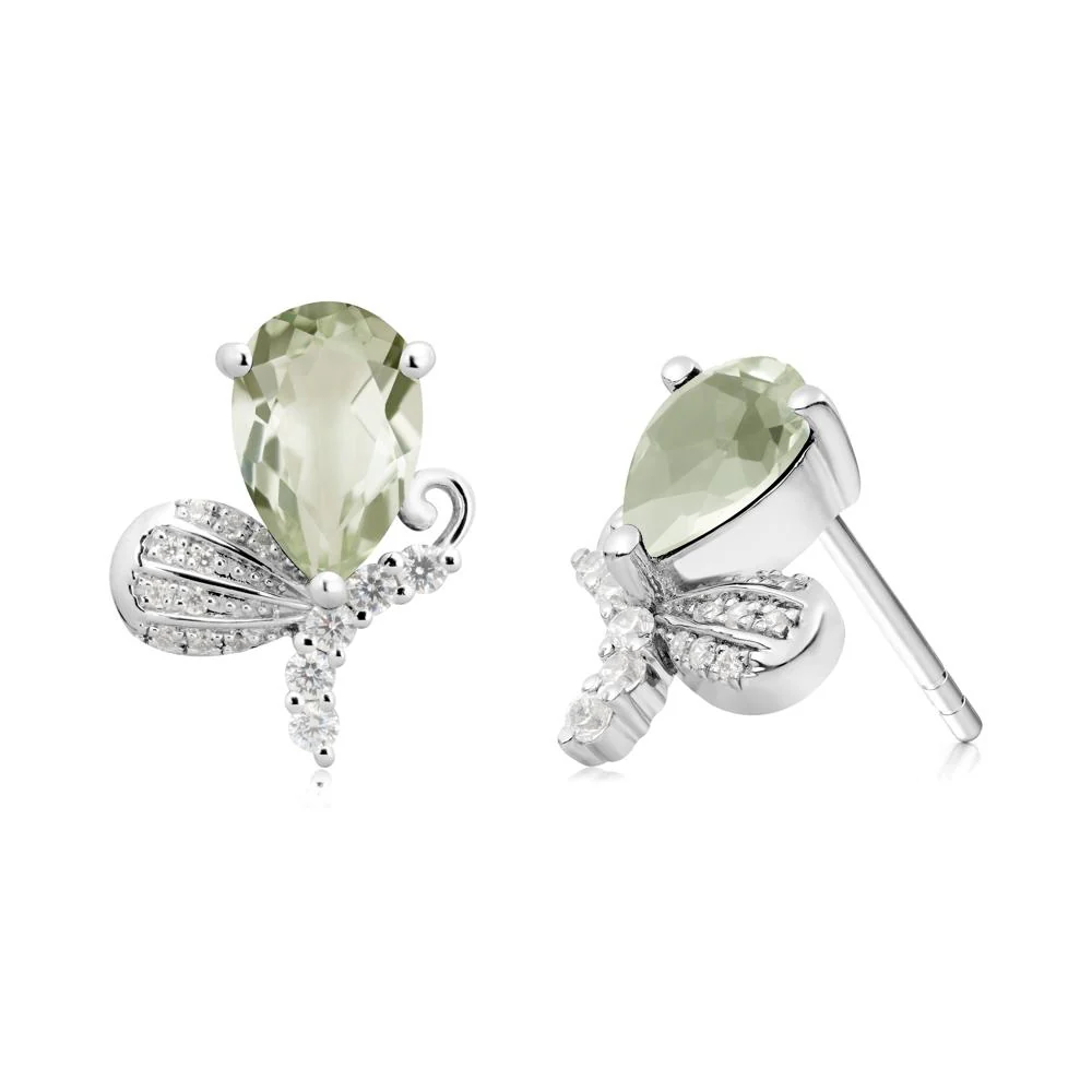 Butterfly Inspired Tear Shaped Green Amethyst Earrings - Image 8