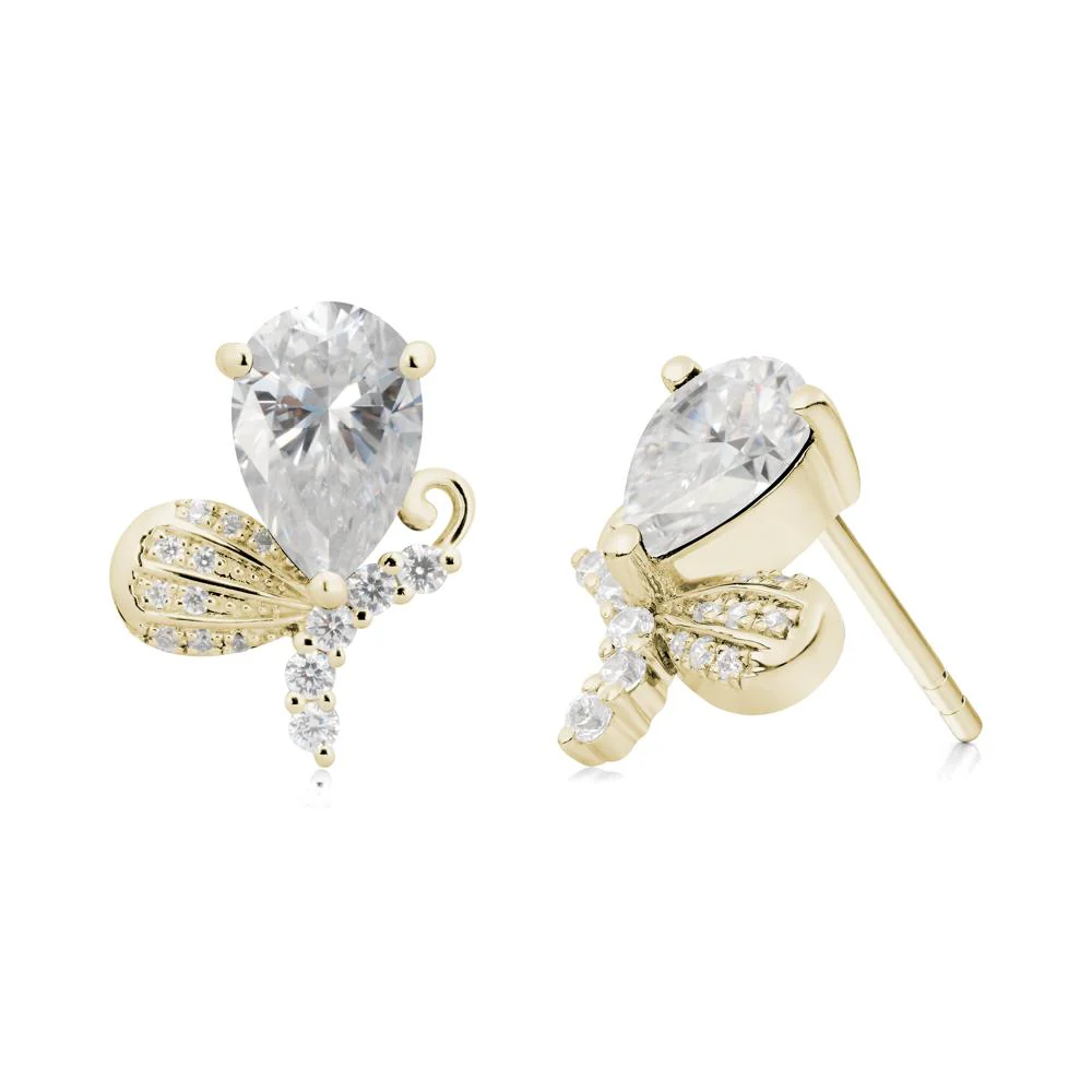 Butterfly Inspired Tear Shaped Moissanite Earrings - Image 6