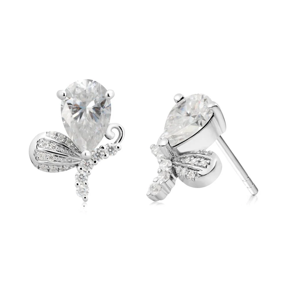 Butterfly Inspired Tear Shaped Moissanite Earrings - Image 8