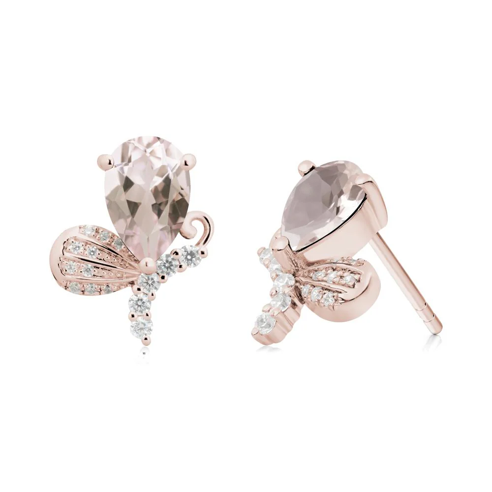 Butterfly Inspired Tear Shaped Morganite Earrings - Image 3