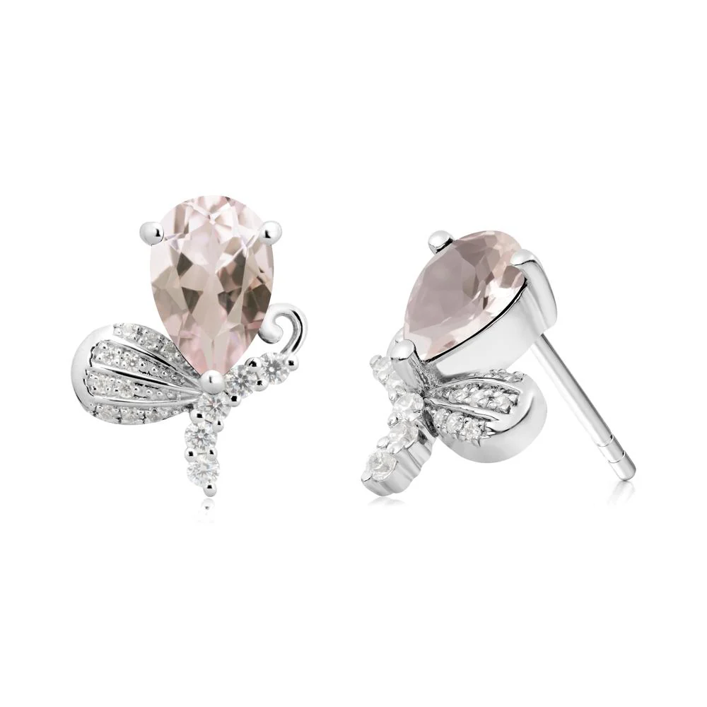 Butterfly Inspired Tear Shaped Morganite Earrings - Image 4
