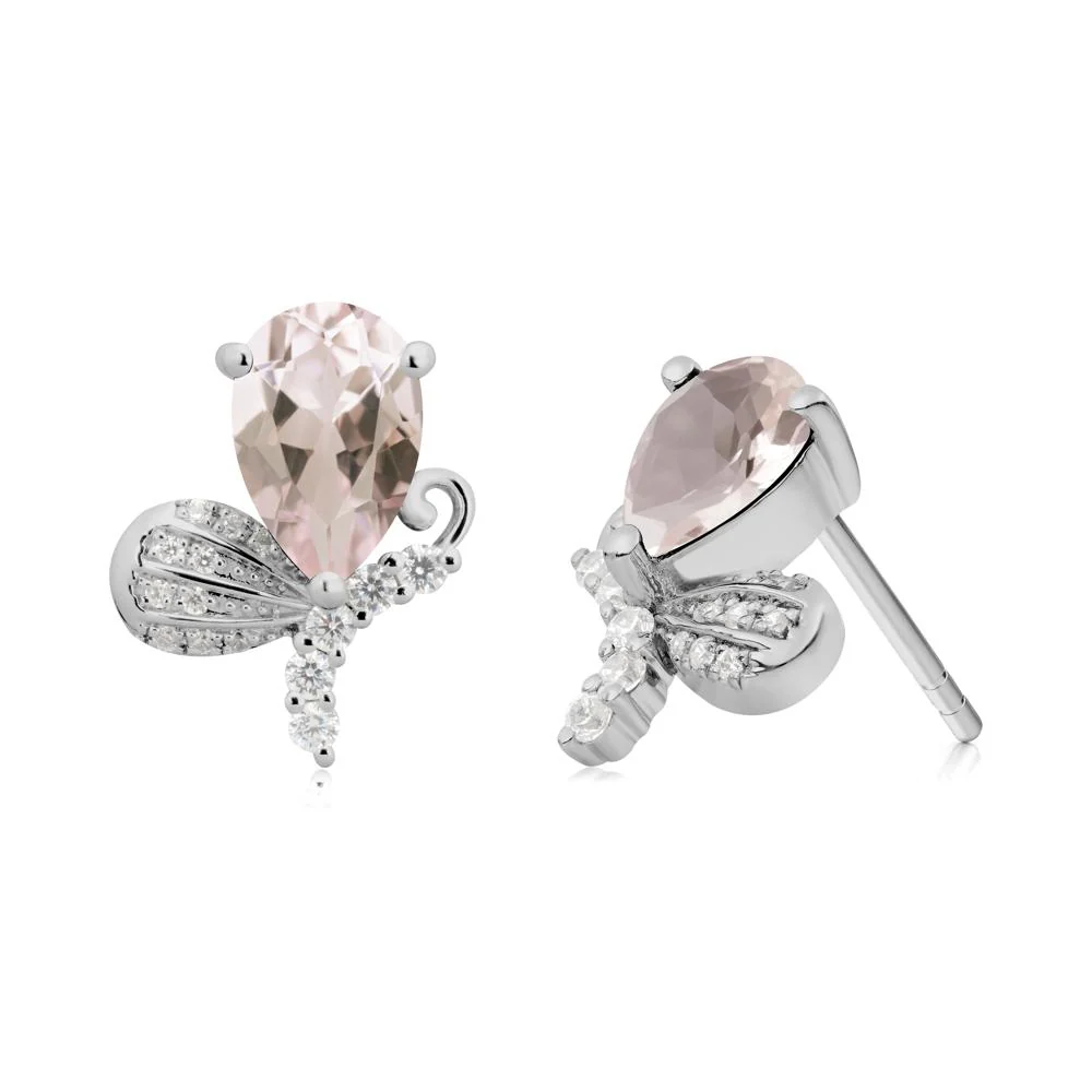 Butterfly Inspired Tear Shaped Morganite Earrings - Image 6