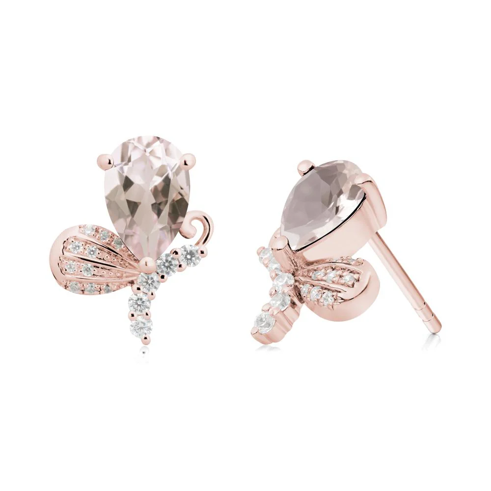 Butterfly Inspired Tear Shaped Morganite Earrings - Image 8