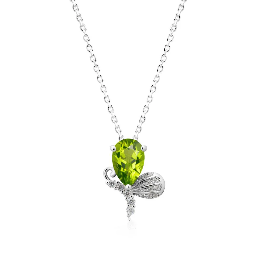 Butterfly Inspired Tear Shaped Peridot Pendant