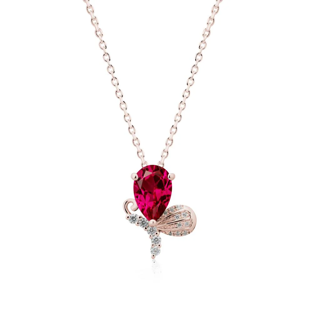 Butterfly Inspired Tear Shaped Ruby Pendant - Image 2
