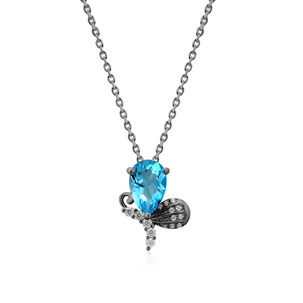 Butterfly Inspired Tear Shaped Swiss Blue Topaz Pendant - Image 7