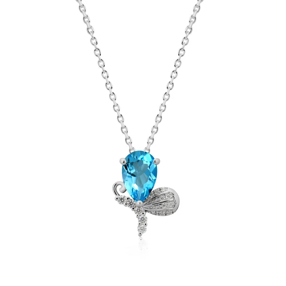 Butterfly Inspired Tear Shaped Swiss Blue Topaz Pendant - Image 8