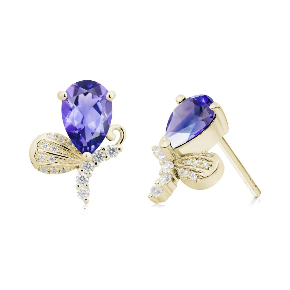 Butterfly Inspired Tear Shaped Tanzanite Earrings - Image 7