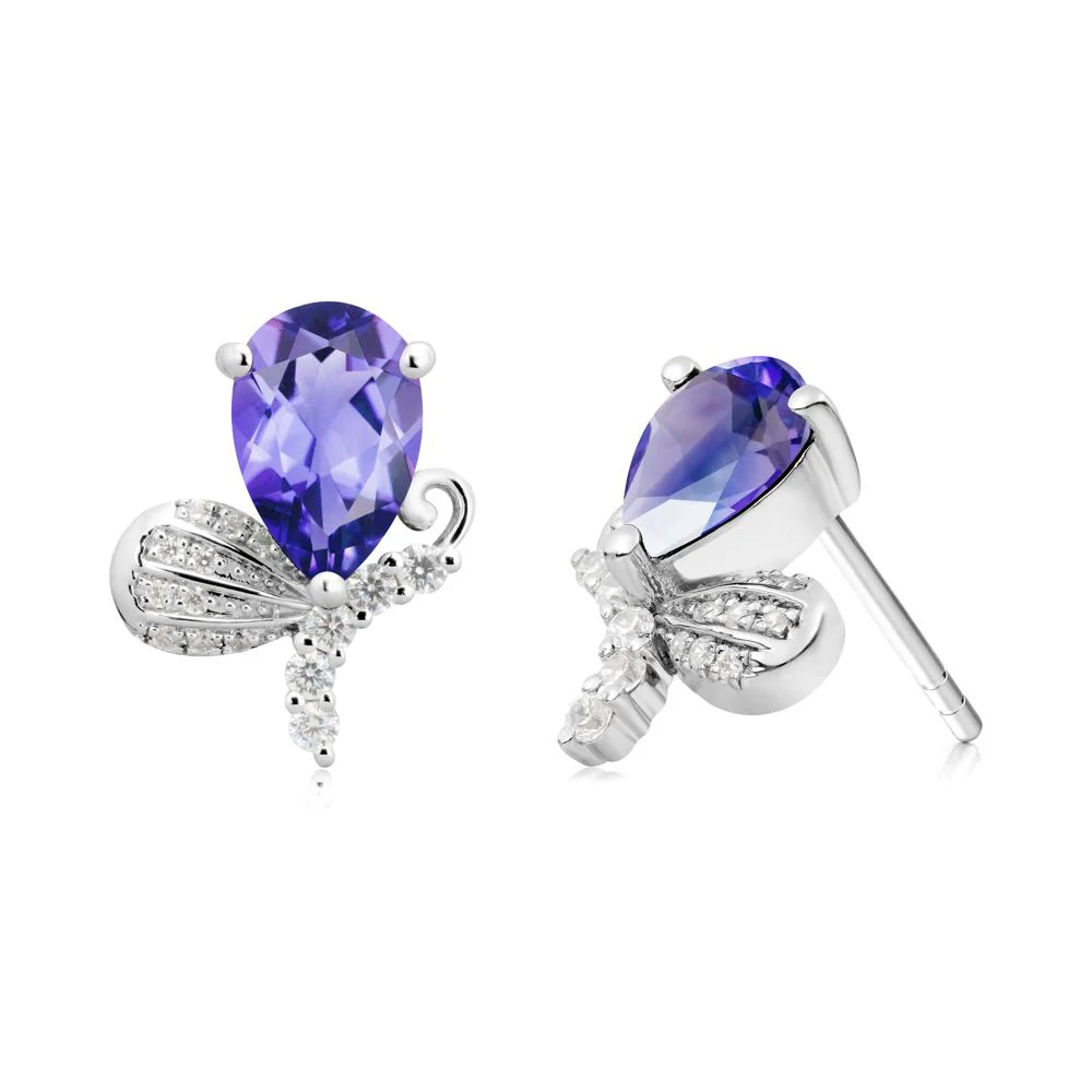Butterfly Inspired Tear Shaped Tanzanite Earrings - Image 9