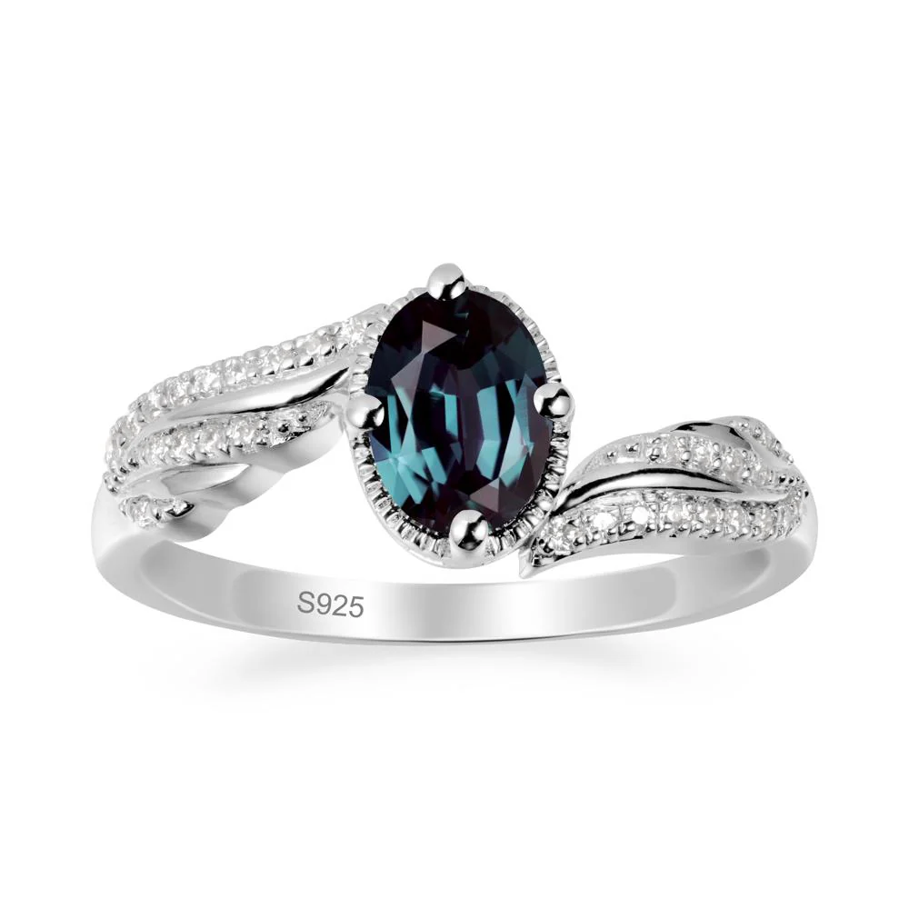 Bypass Band Oval Alexandrite Ring