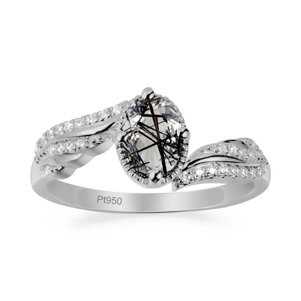 Bypass Band Oval Black Rutilated Quartz Ring - Image 8