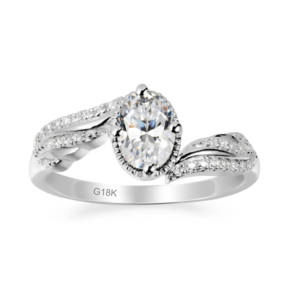Bypass Band Oval Cubic Zirconia Ring - Image 5