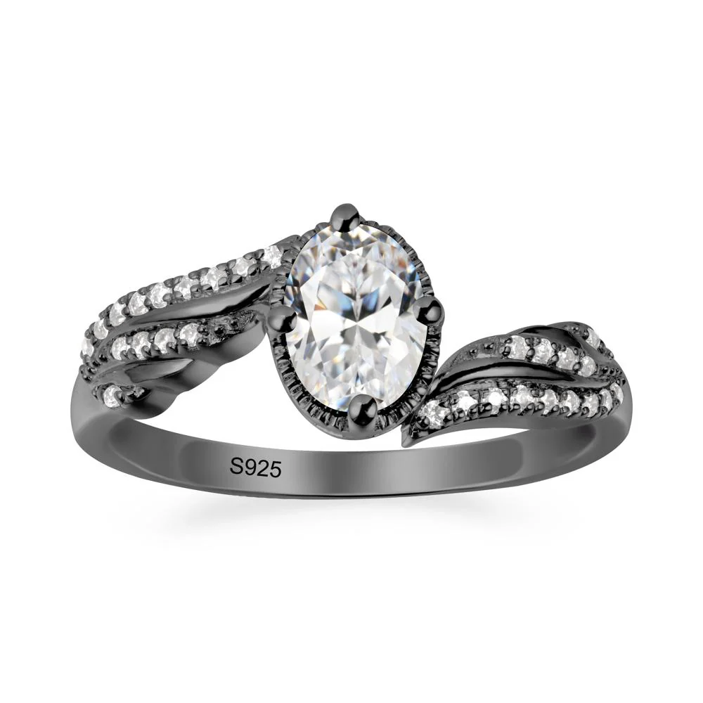 Bypass Band Oval Cubic Zirconia Ring - Image 7